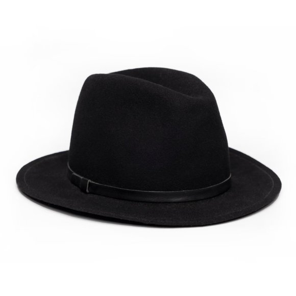 DKNY black classic wool medium width brim center dent fedora hat main image 6